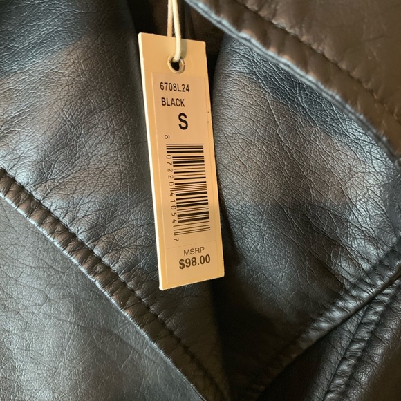 Max Studio Black Faux Leather Moto Biker Vest Sz S - Picture 5 of 7